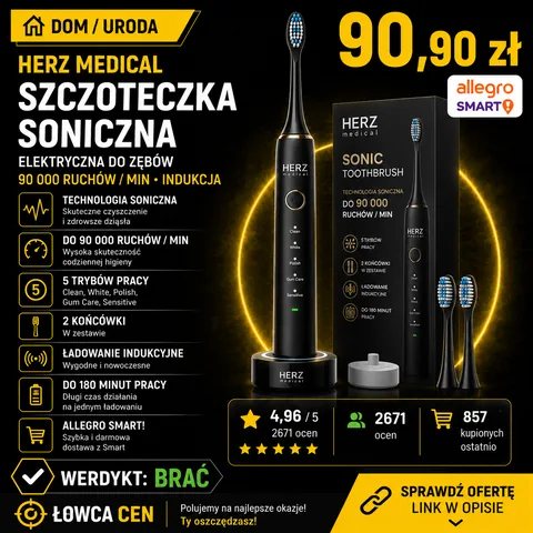 Szczoteczka soniczna Herz Medical 5 trybów akumulatorowa 90000 obr./min