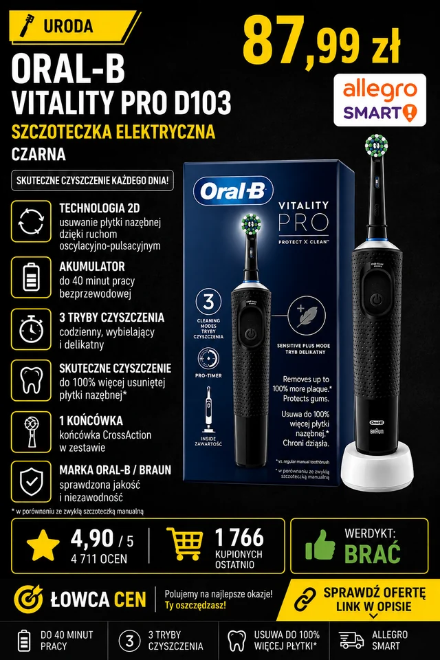 Szczoteczka Elektryczna do Zębów Oral-B Vitality Pro D103 Box Black
