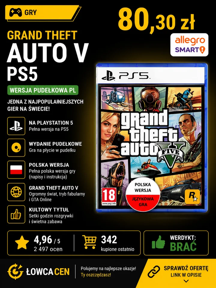 Grand Theft Auto V PlayStation 5 (PS5) pudełkowa