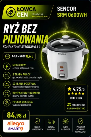 Garnek do gotowania ryżu Sencor SRM 0600WH 300 W 0,6 l biały