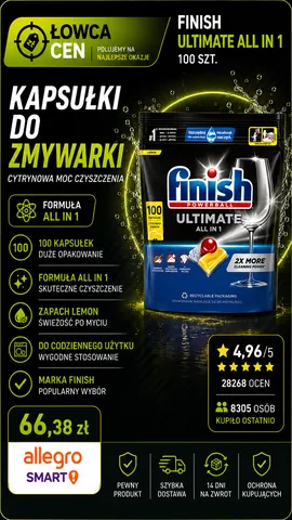 Finish Ultimate kapsułki do zmywarki do naczyń zapach cytryna 100 sztuk