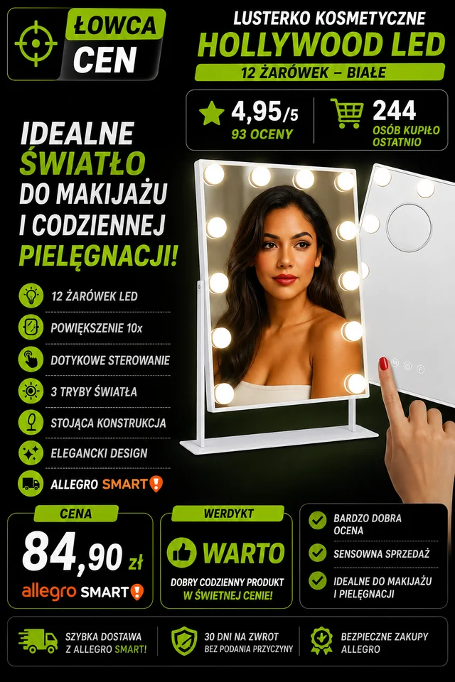 Lusterko stojące biały MEMFLOW
