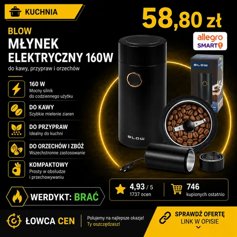 MOCNY MŁYNEK DO MIELENIA KAWY ORZECHÓW ZBOŻA CUKRU ELEKTRYCZNY GRINDER 160W