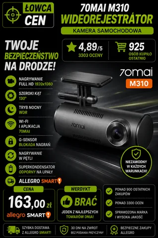 70mai wideorejestrator kamera samochodowa M310 Dash Cam Dark Gray
