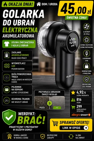 Golarka do ubrań Electo elektryczna golarka do tkanin ubrań AD9618