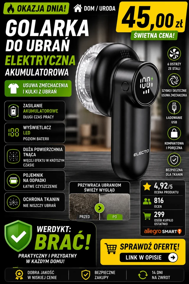 Golarka do ubrań Electo elektryczna golarka do tkanin ubrań AD9618