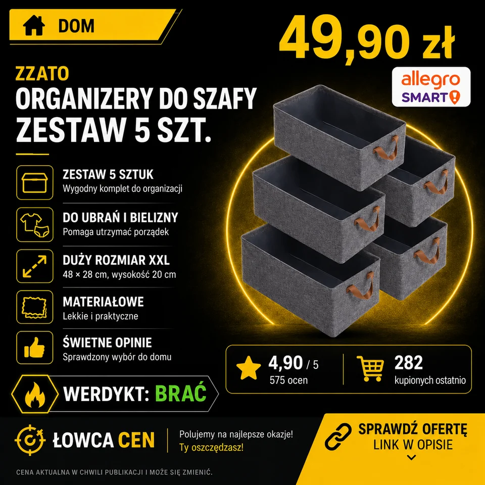 Organizer do szafy Zzato czarny 48x28 cm wysokość 20 cm