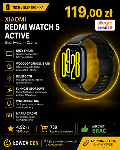 Smartwatch Xiaomi Redmi Watch 5 Active czarny