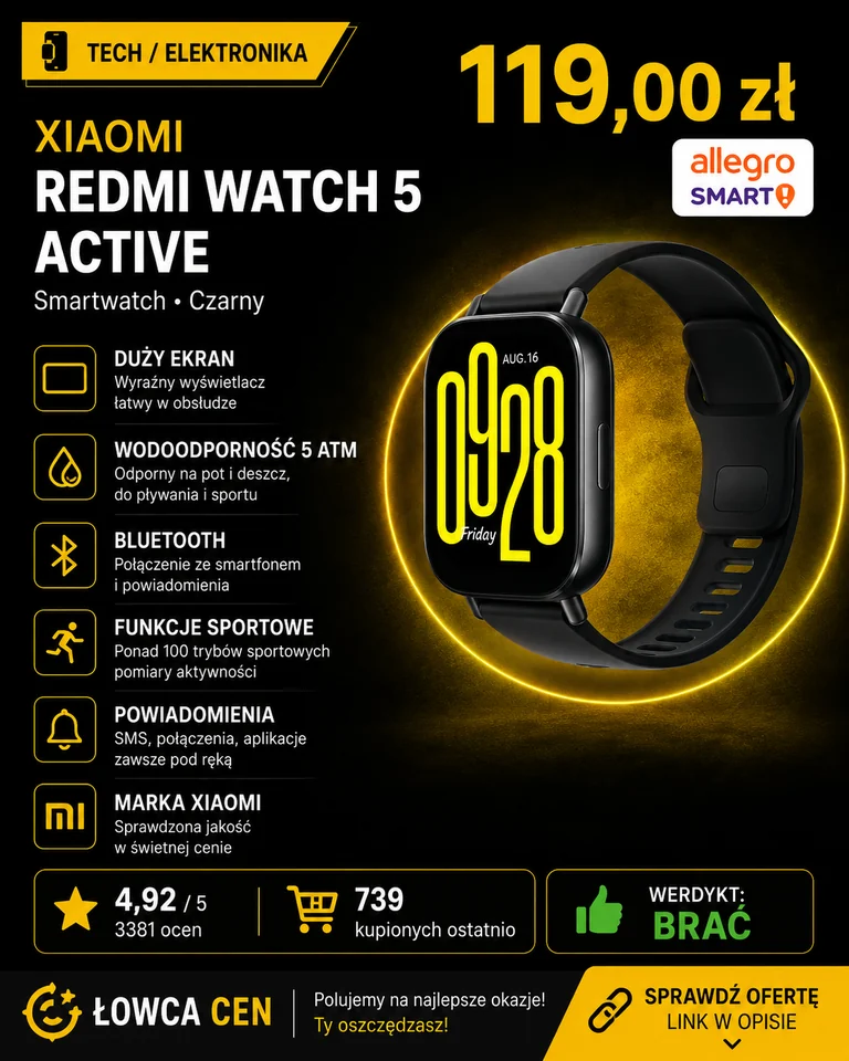 Smartwatch Xiaomi Redmi Watch 5 Active czarny