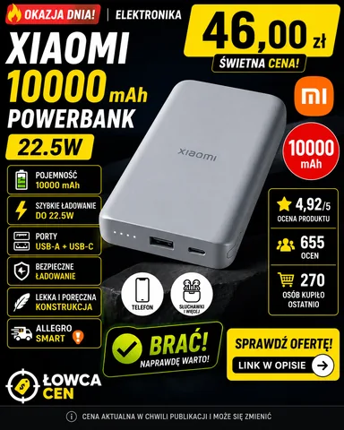Powerbank Xiaomi 10000 mAh szary
