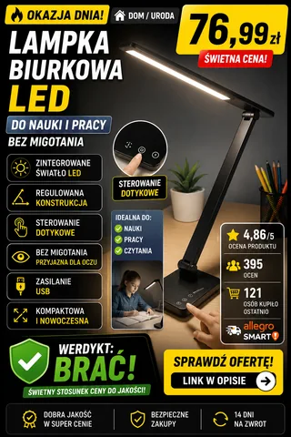 Lampka biurkowa Berge Bruksela czarny moc do 13,93 W