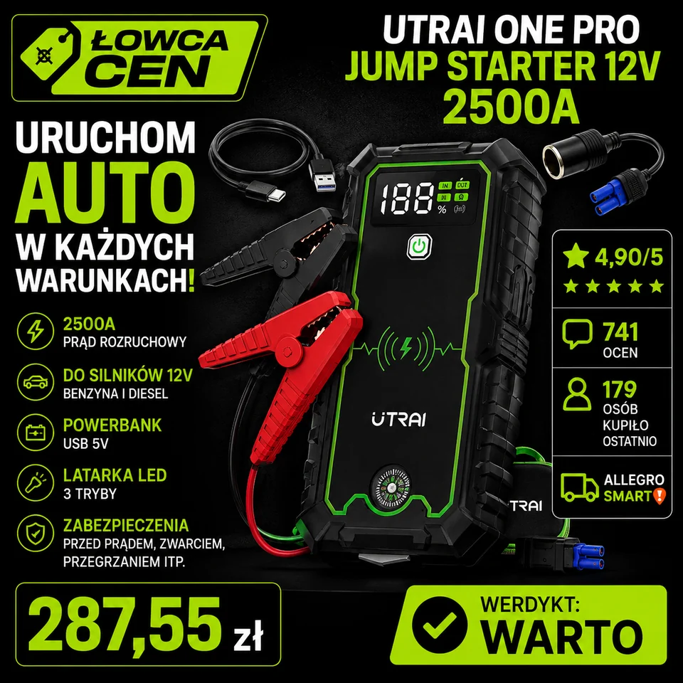 Urządzenie rozruchowe z akcesoriami UTRAI One Pro 12 V 2500 A
