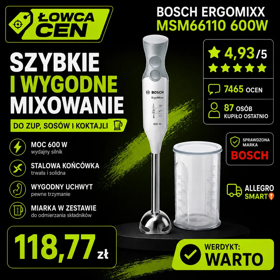 Blender ręczny Bosch MSM66110 600 W biały