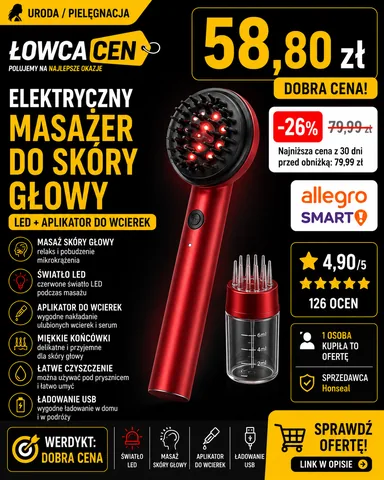Szczotka do masażu elektryczna z aplikatorem wcierek LED
