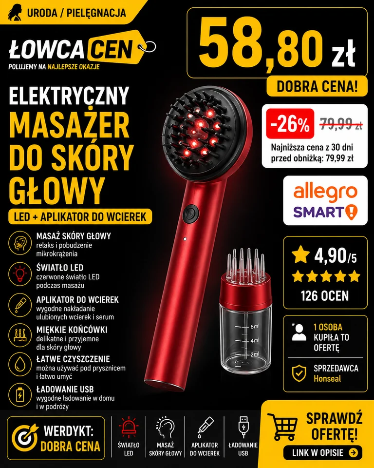 Szczotka do masażu elektryczna z aplikatorem wcierek LED