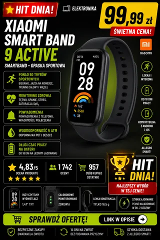 Smartband Xiaomi Smart Band 9 Active czarny